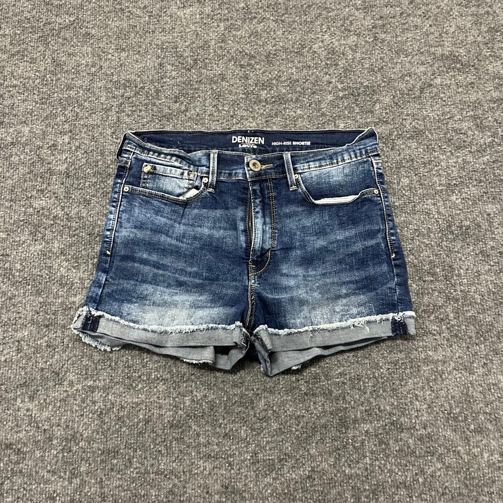 Denizen Levi's Shorts Womens Size 10 Blue High Rise Shortie Raw Hem Stretch